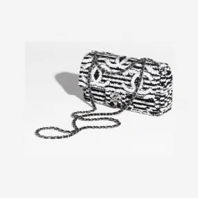 香奈儿/Chanel 小号口盖包 亮片 黑与白 AS4561B16495NY077