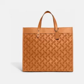 蔻驰/Coach 奶油糖色 混合材料 马车图案印花FIELD 40号托特包 C6612-BTR