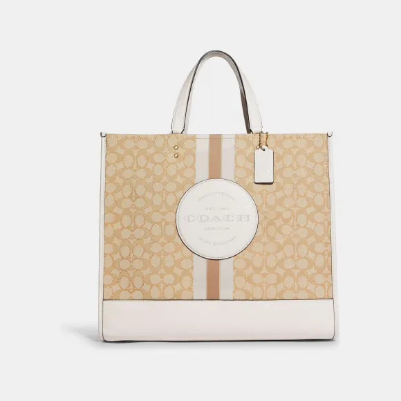 蔻驰/Coach Dempsey 40 号手提袋，带条纹和 Coach 贴片标志性提花 C8418-IMDQC