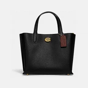 蔻驰/Coach 黄铜色硬件+黑色 皮革 WILLOW 24号托特包 C8869-B4