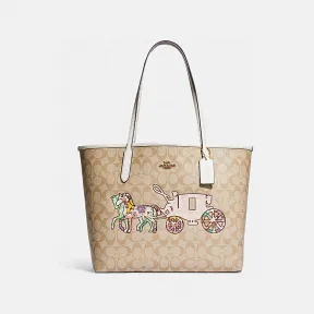蔻驰/Coach 经典标志马车拼缀图案CITY托特包 CA607-IMOT4