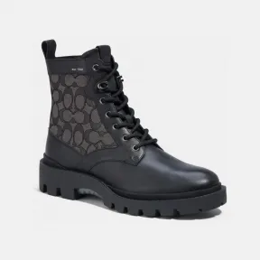 蔻驰/Coach 黑色 SIGNATURE JACQUARD 经典标志提花CITYSOLE系带靴 CC836-BLK-7D