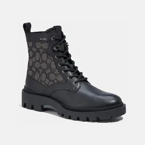 蔻驰/Coach 黑色 SIGNATURE JACQUARD 经典标志提花CITYSOLE系带靴 CC836-BLK