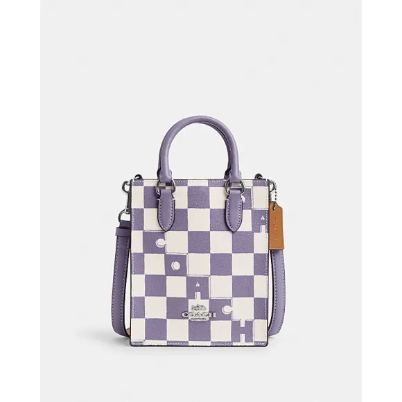 蔻驰/Coach 棋盘格印花N/S迷你托特包 CR180-SVWPB