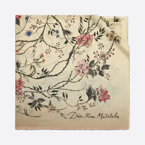 迪奥/Dior 白色羊毛、羊绒和桑蚕丝 Dior Rose Mutabilis 围巾 02DRM140I147-C069