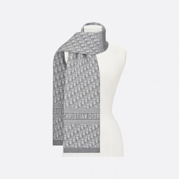 迪奥/Dior 围巾 灰色羊绒混纺科技面料 Oblique 印花 15DOB201I099_C810_TU