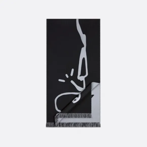 迪奥/Dior CACTUS JACK DIOR 围巾 黑色羊毛浅灰色图案 28E0006A0651_C988_TU