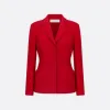 迪奥/Dior 30 Montaigne 单排扣经典西装外套 绯红色羊毛和桑蚕丝混纺 841V01A1166_X3386_T34