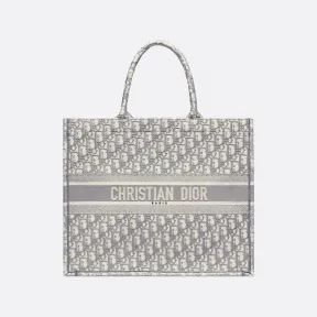 迪奥/Dior 灰色 Dior Oblique 图案刺绣 Dior Book Tote 托特包 M1286ZRIW-M932