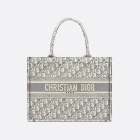 迪奥/Dior 小号灰色 Dior Oblique 图案刺绣 Dior Book Tote 托特包 M1296ZRIW-M932