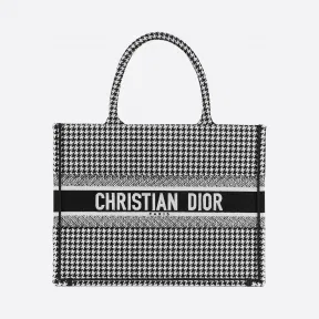 迪奥/Dior Dior Book Tote 小号黑色和白色千鸟格纹刺绣托特包 M1296ZRPI-M081