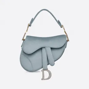 迪奥/Dior 迷你铁灰色天鹅绒马鞍包 M447SCUCS-M82B