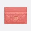 迪奥/Dior Dior Caro 五格卡夹 灰调珊瑚粉色柔软牛皮革藤格纹 S5130UWHC_M76P_TU