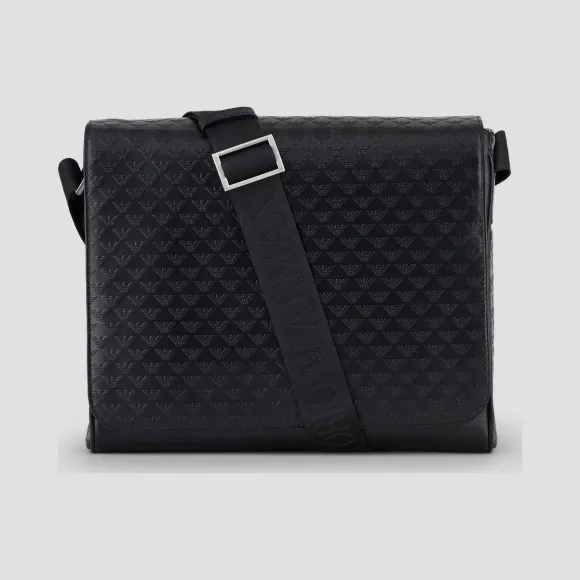 安普里奥·阿玛尼/Emporio Armani 整体徽标皮革邮差包 45388463sq