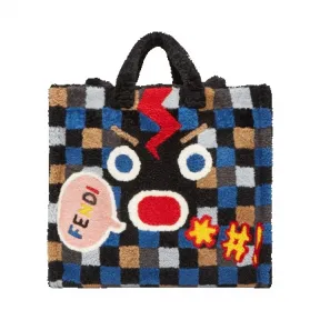 芬迪/Fendi 男士蓝色、黑色和棕色托特包 7VA391 6Y5 F0X93