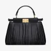 芬迪/Fendi 黑色皮革手袋，饰有流苏 8BN244ADZ9F0KUR