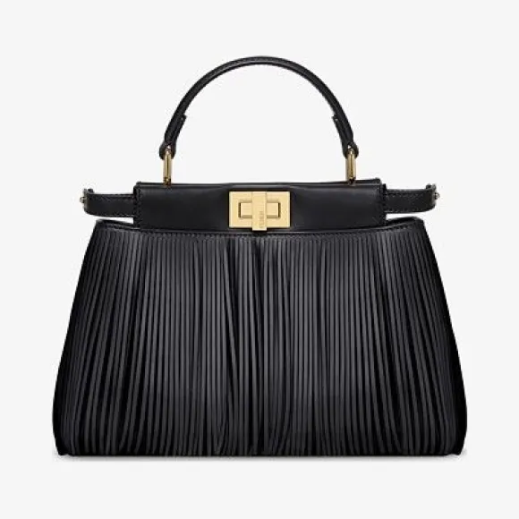 芬迪/Fendi 黑色皮革手袋，饰有流苏 8BN244ADZ9F0KUR
