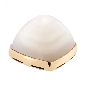 斐登/Fred 18k黄金底座白色珍珠贝母凸圆形宝石 4B0790