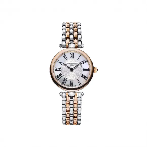 康斯登/Frederique Constant 百年典雅璀璨艺术腕表 30MM 不锈钢间玫瑰金色 石英机芯 FC-200MPW2AR2B