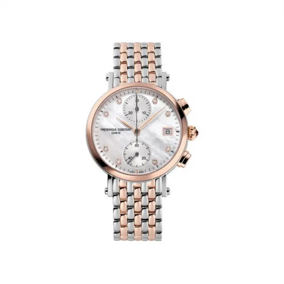 康斯登/Frederique Constant 百年典雅女装石英计时腕表 34MM 不锈钢间玫瑰金色 石英机芯 女表 FC-291MPWD2R2B