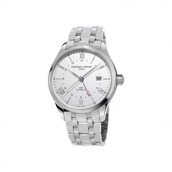 康斯登/Frederique Constant 百年典雅焯见GMT腕表 42MM 不锈钢 自动机械机芯 FC-350S5B6B
