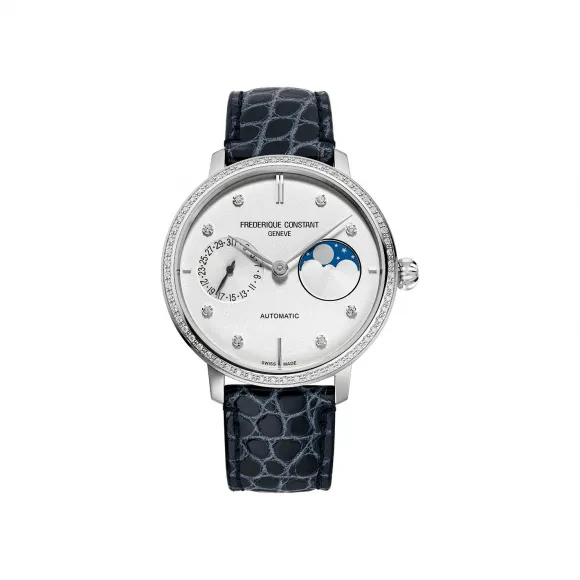 康斯登/Frederique Constant 自家机芯超薄月相腕表 39MM 不锈钢 自动机械机芯 FC-702SD3SD6