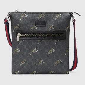 古驰/Gucci 饰老虎印花高级人造帆布邮差包 474137 G0KAN 8992