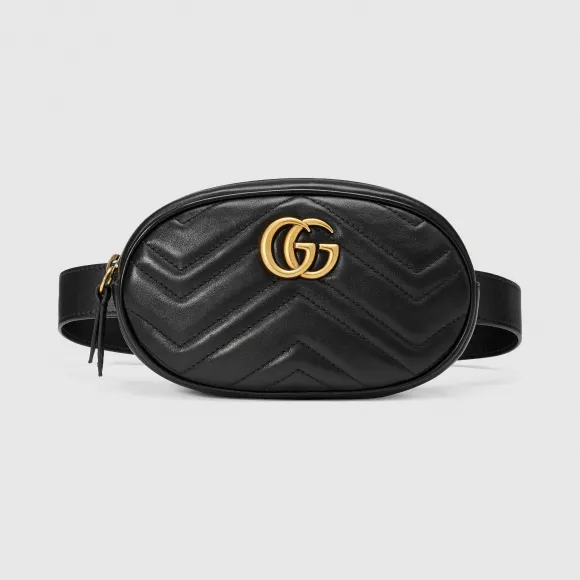 古驰/Gucci GG Marmont系列绗缝皮革腰包 476434-DSVRT-1000