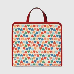 古驰/Gucci 儿童互扣式双G心形印花托特包 605614-2NMAN-9182