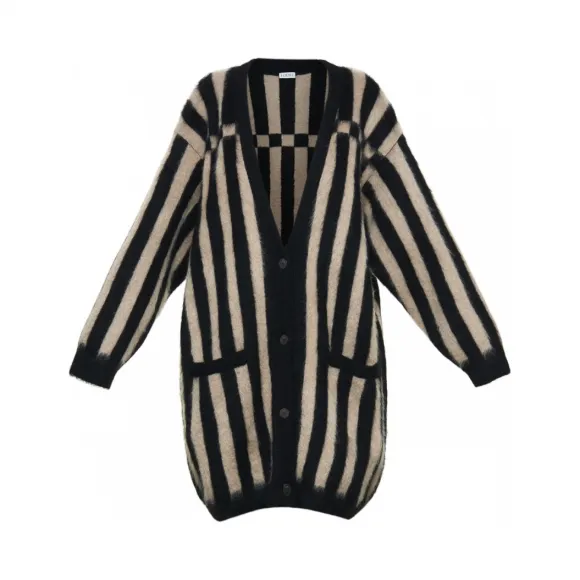 罗意威/Loewe Bicolour Jacquard Cardigan Camel/black D3269940CO