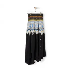 罗意威/Loewe Jacquard Knit & Crepe Skirt黑色 D3295170SM