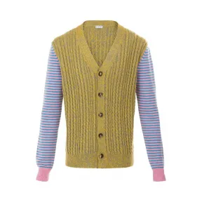 罗意威/Loewe Ribbed And Striped Cardigannarcisus yellow H3179070CO