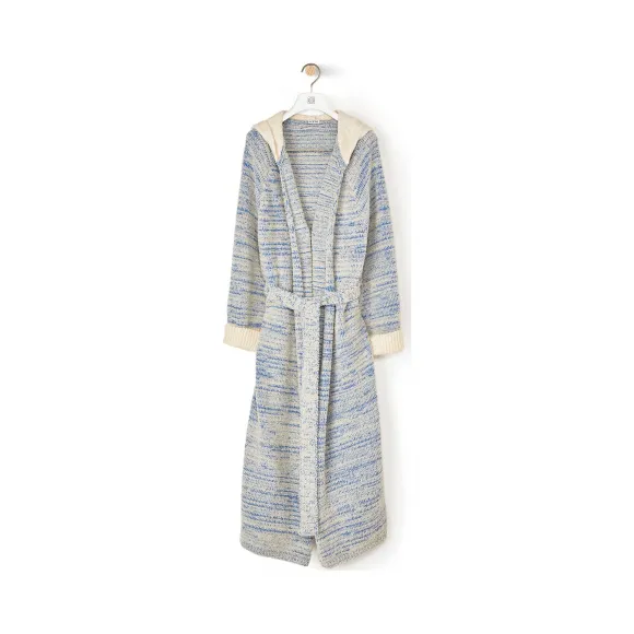 罗意威/Loewe Hooded Knit Robe CoatBlue/Beige S3108160SM