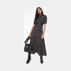 迈克高仕/Michael Kors 佩斯利丝绸乔其纱系带衬衫裙 432AKR701A-1044