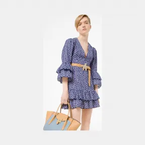 迈克高仕/Michael Kors 孔眼格子荷叶边连衣裙 437AKM573-1616