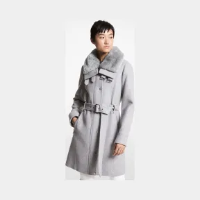 迈克高仕/Michael Kors 人造毛皮边饰羊毛混纺大衣 77F5347M12-0030