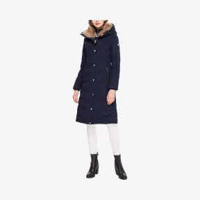 迈克高仕/Michael Kors 女士 海军蓝 毛领拼接长款棉服