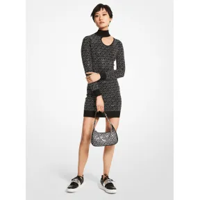 迈克高仕/Michael Kors 印花 Logo 镂空迷你裙 女士 黑色/银色 迷你裙 MF281EI33D099