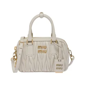 缪缪/Miu Miu 白色 Matelassé 软羊革保龄球包 5BB123-N88-F0009