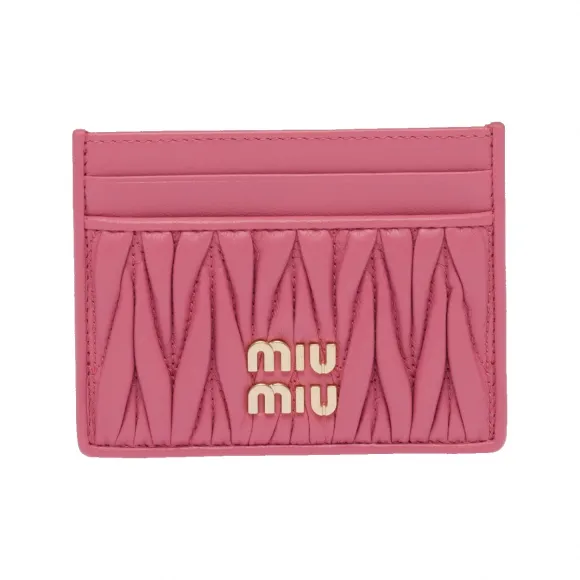 缪缪/Miu Miu 海棠粉 Matelassé 软羊革卡夹 5MC076-2FPP-F0638
