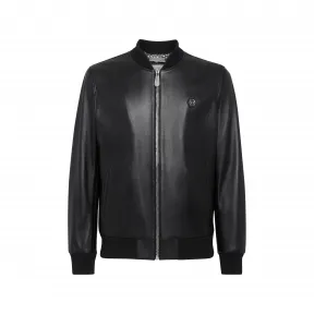 菲利普·普莱因/Philipp Plein 皮革飞行员夹克佩斯利宝石 FACC-MLB1756-PLE010N-02