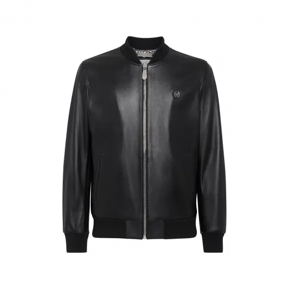 菲利普·普莱因/Philipp Plein 皮革飞行员夹克佩斯利宝石 FACC-MLB1756-PLE010N-02