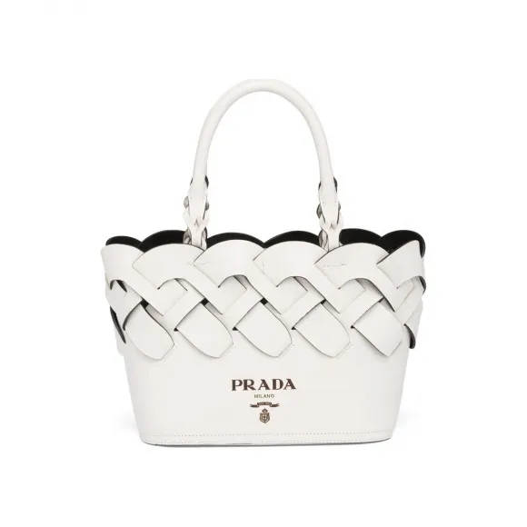 普拉达/Prada 编织图案皮革托特包 1BG318-2DI4-F0G3Z