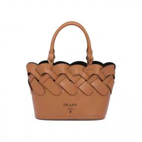 普拉达/Prada 编织图案皮革托特包 1BG318-2DI4-F0XKV