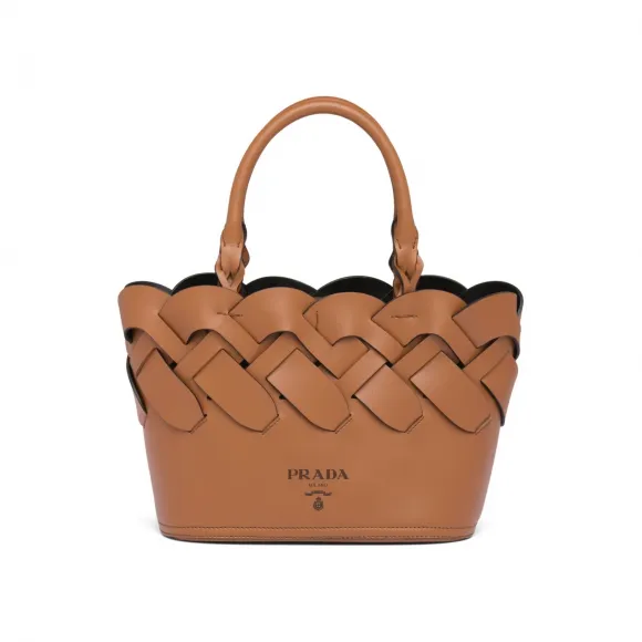 普拉达/Prada 编织图案皮革托特包 1BG318-2DI4-F0XKV