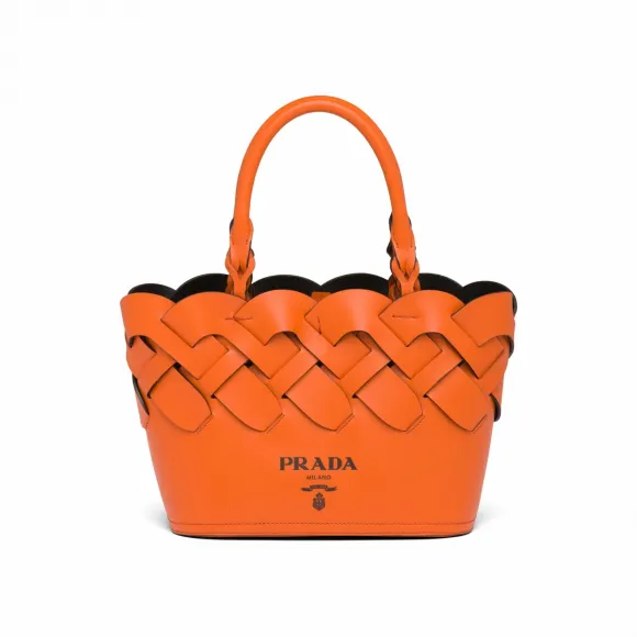 普拉达/Prada 编织图案皮革托特包 1BG318-2DI4-F0ZZ2