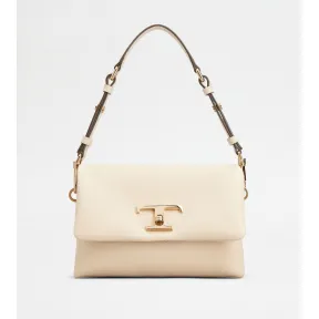 托德斯/Tod's 女人 米黄色 T Timeless 迷你皮革翻盖包 XBWTSQC0100T5ZC600