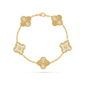 梵克雅宝/Van Cleef & Arpels Vintage Alhambra手链 5枚四叶幸运图案 - VCARP4KN00