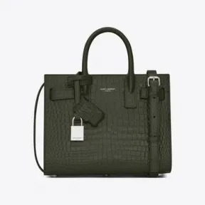伊夫圣罗兰/Yves Saint laurent sac de jour nano 亮面深绿色鳄鱼纹压花真皮包 392035DND1N3045
