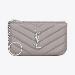 伊夫圣罗兰/Yves Saint laurent MONOGRAM key pouch in mouse-gray matela